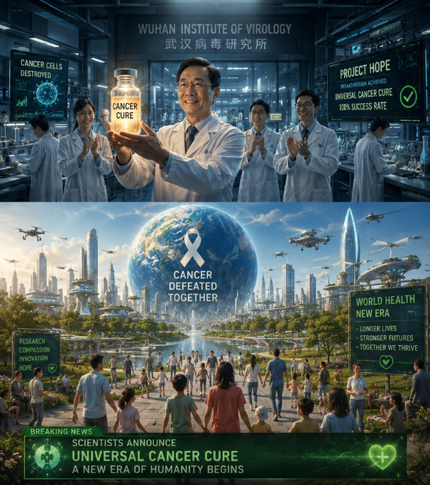 Bright alternate 2020 cancer cure timeline scene