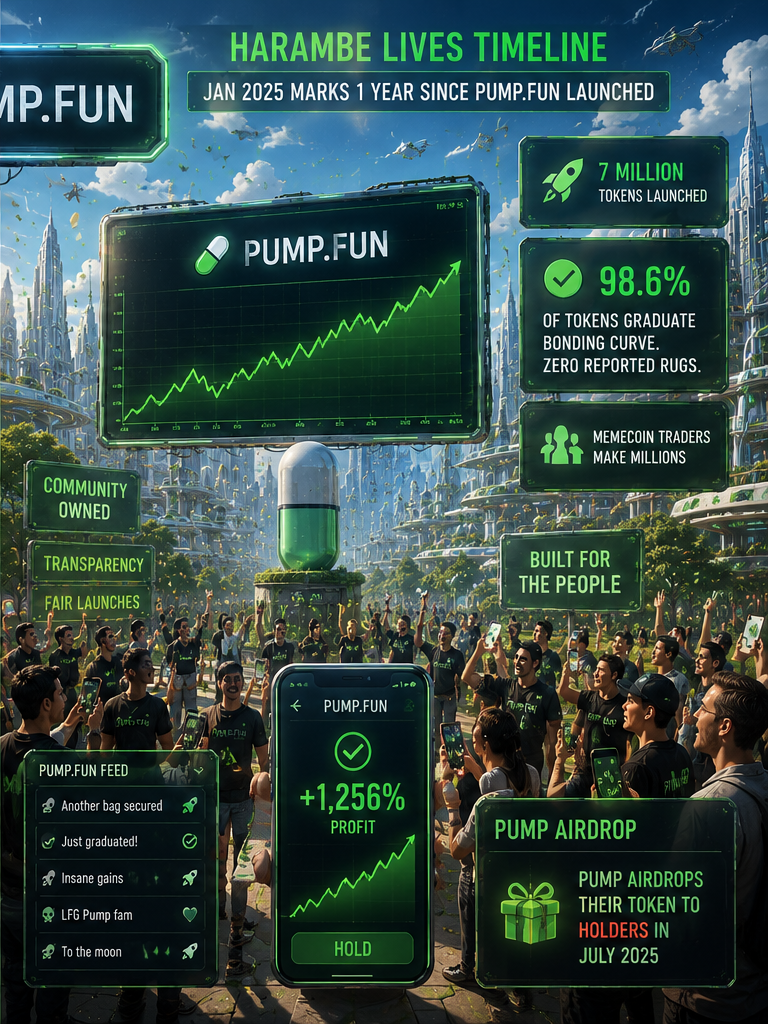 Bright Harambe lives Pump.fun memecoin timeline