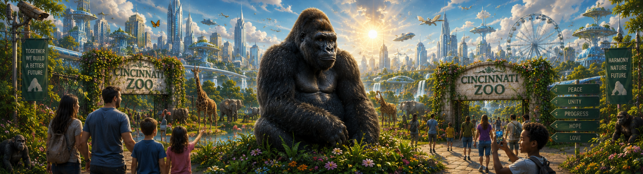 Bright alternate timeline Cincinnati Zoo scene